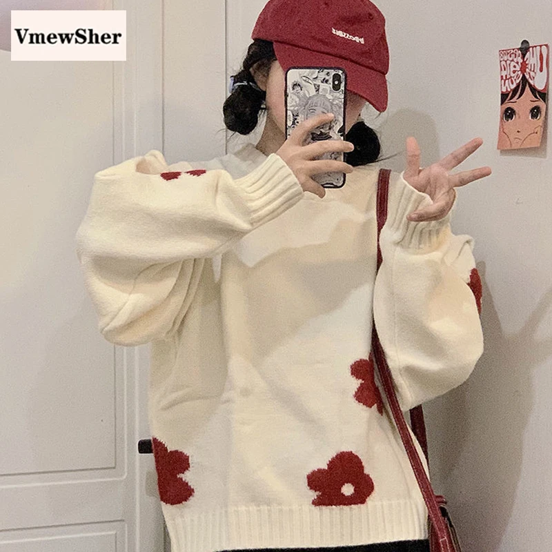 Женский вязаный пуловер с круглым вырезом свободного покроя | Женская одежда