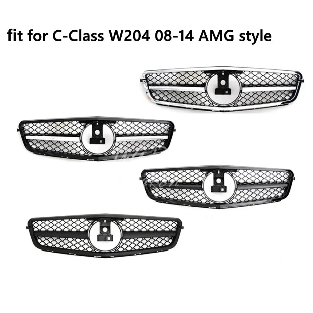 

Fit for Mercedes Benz C-Class W204 2008 2009 2010 2011 2012 2013 2014 Front Grille AMG Chrome & Black