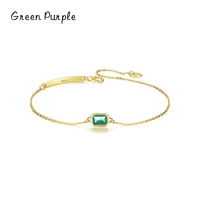 real 925 sterling silver green zircon bracelet gold bracelet 14k gold plated handmade bangle chain dainty for women jewelry gfit