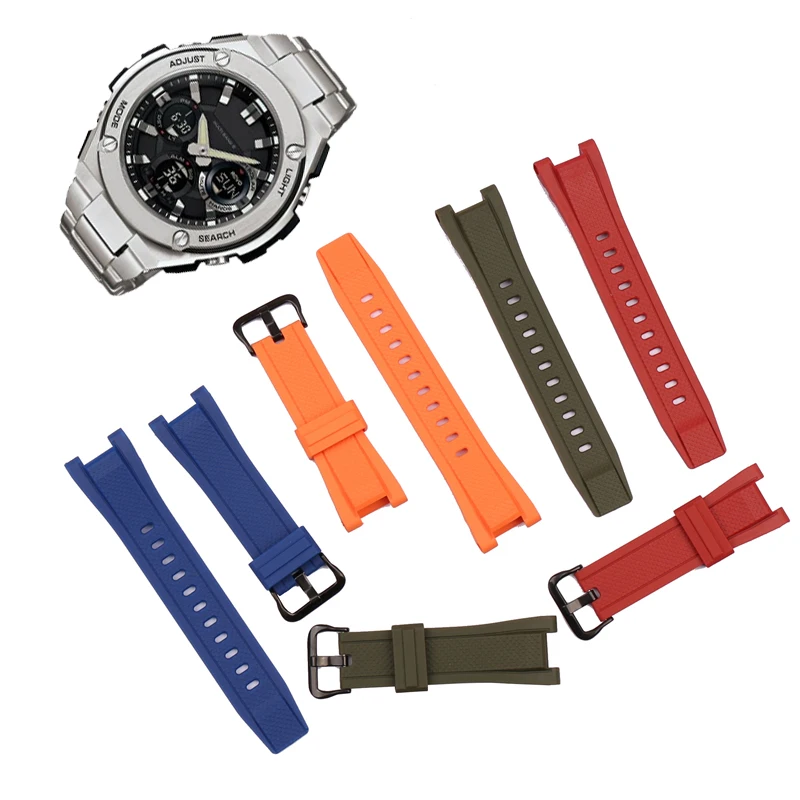 Дешево Ремешок резиновый для Casio GST S120 W300GL S110 B100