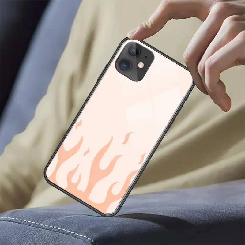

Funny Flame cartoon Phone Case Tempered glass For iphone 6 6S 7 8 plus X XS XR 11 12 mini PRO MAX COVER