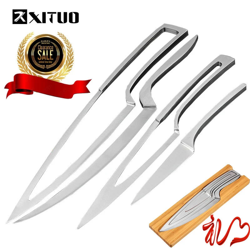 

XITUO 4Pcs Multifunction Kitchen Knives Set Stainless Steel Chef Knives EDC Meat Slicer Cleaver Utility Fruit Knife Cook Tools