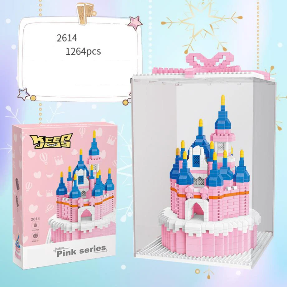 Сказочный замок с изображением голубого Кита вкусные пирожные микро Алмазный