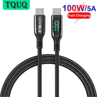digital display usb c to usb c cable 2m 100w tquq usb type c 5a e mark fast charging nylon braided cord for macbook pro ipad