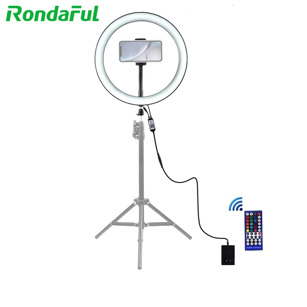 12-дюймовый светодиодный кольцевой светильник с RGB-подсветкой лампа со встроенным