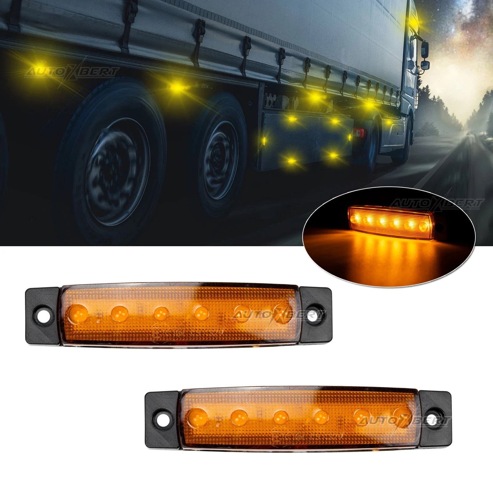 

2x Side Marker Light Amber Car Led Indicator Warning Signal Lamp External Bulb Truck Lorry Trailer Pickup Caravan RV Van UTV UTE