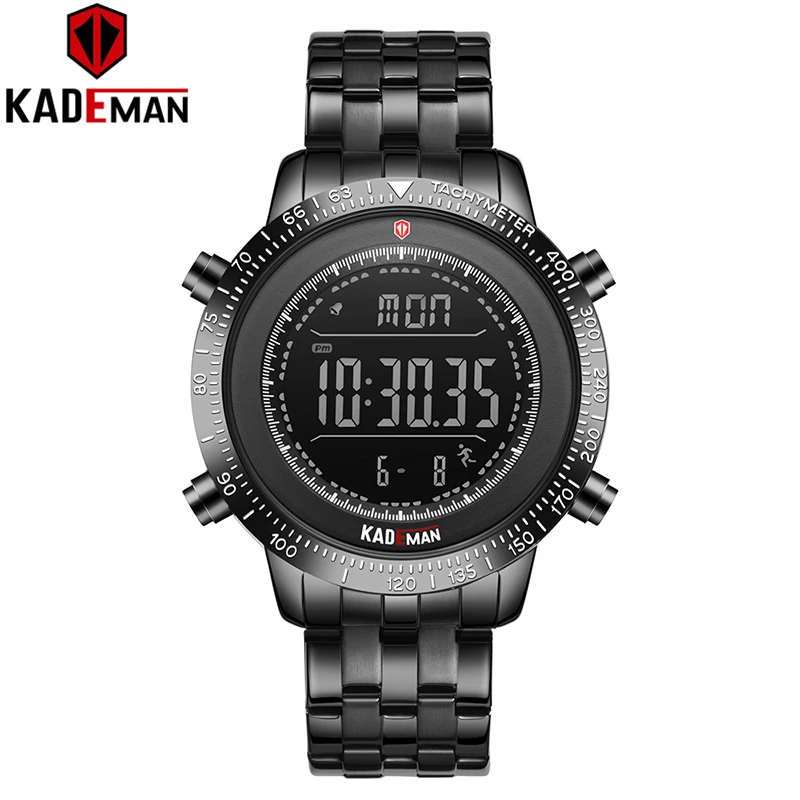 K849-B-B KADEMAN Новое поступление Роскошные мужские часы спортивные мужские цифровые часы 3TAM полностью стальные модные наручные часы Лидирующий бренд Relogio Masculino - Цвет: K849-B-B