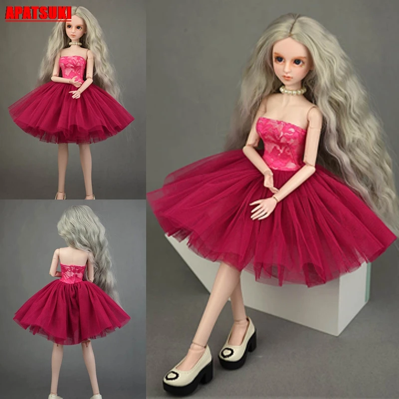 

Красное вечернее платье с открытыми плечами и открытой спиной для кукол 40-50 см XINYI, наряд для принцесс, свадебные платья, Одежда для кукол 1/4