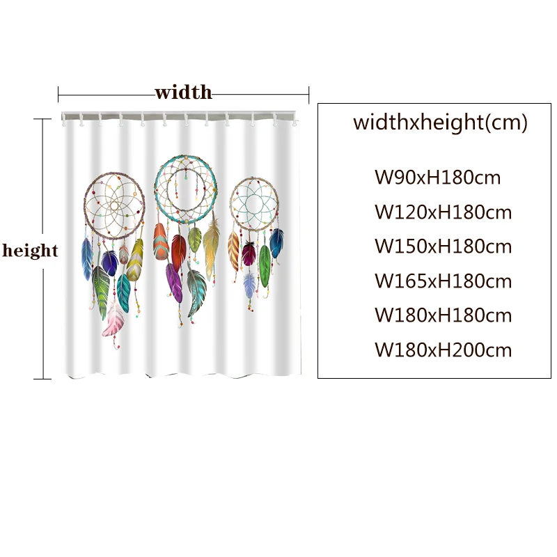 

Quality Bathroom Shower Curtain Polyester Bath Curtains Multi-size Colorful Feather Pattern 3D Printed Shower Curtain Home Decor