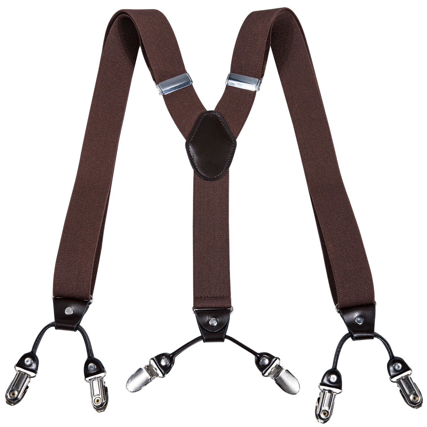 Однотонные коричневые мужские подтяжки набор с галстуком-бабочкой красным