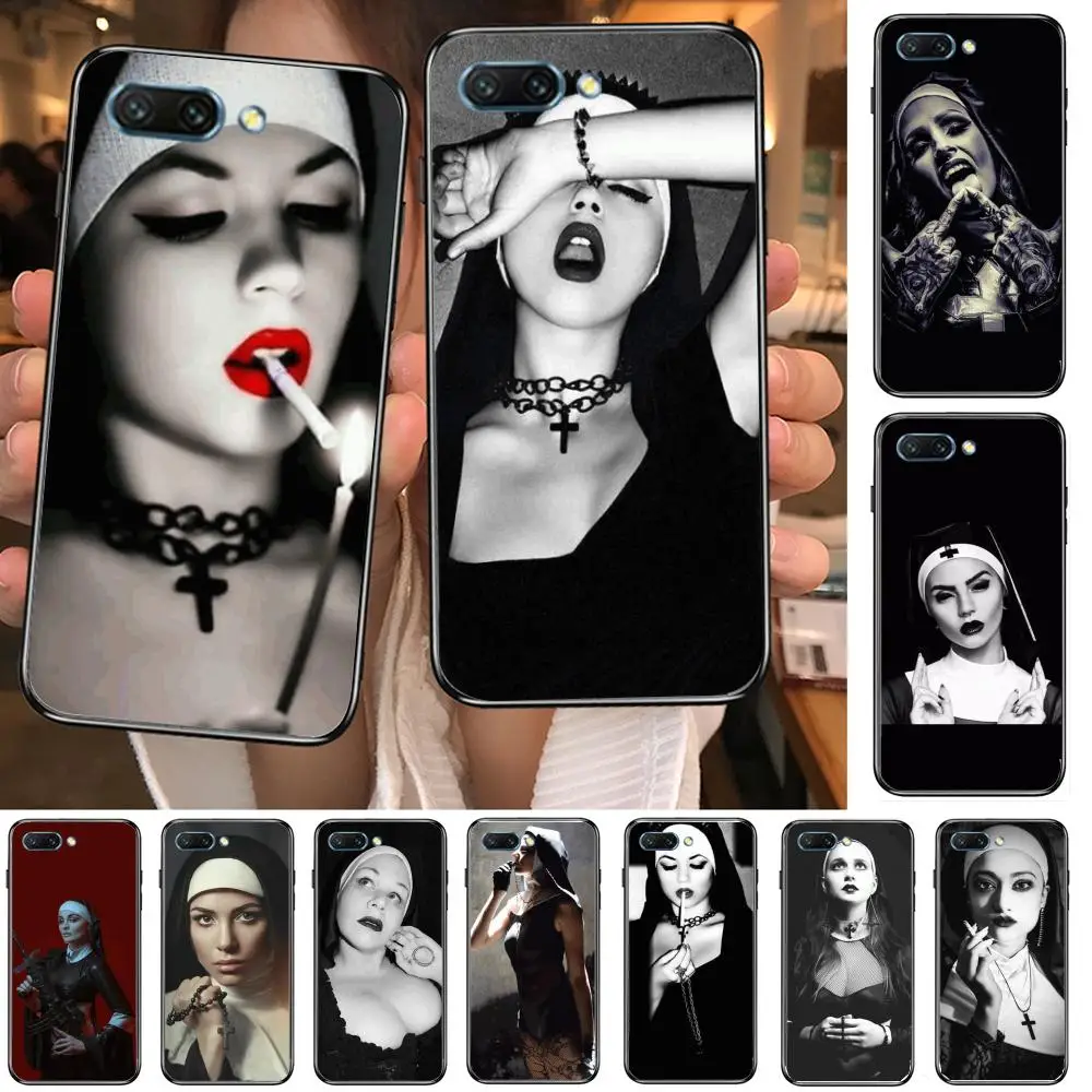 

Artistic sexy dark nun clear Phone Case For Huawei Honor 10 9 8 7 N Pro Lite A C RU Black Etui Coque Hoesjes comic fashion
