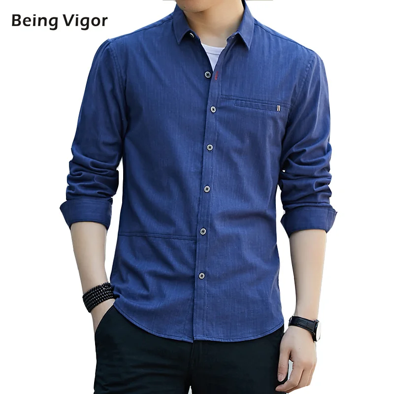 Рубашка мужская с длинными рукавами однотонная хлопковая Классическая деловая