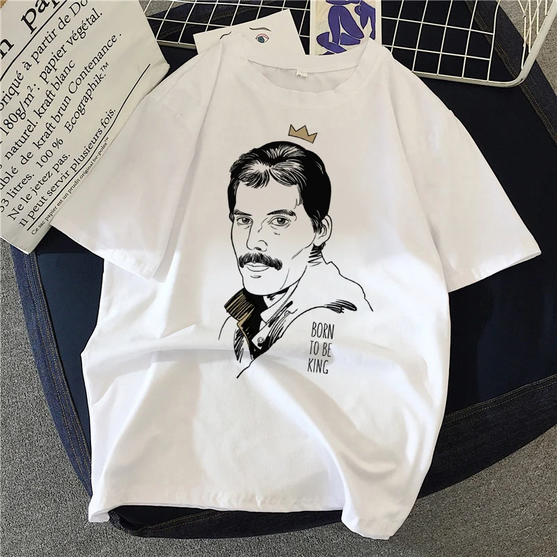 

2021 New T Shirt Queen's lead singer Harajuku Ulzzang T-Shirt Femal O-neck Summer Tops 90s Girls Graphic Tee Woman Clothing