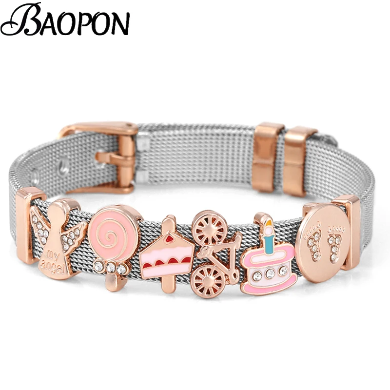 Браслет с бусинами-шармами 10 мм из нержавеющей стали | Украшения и аксессуары