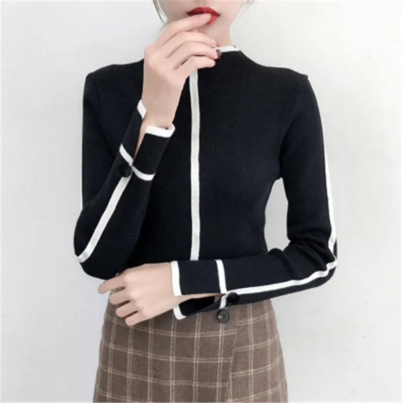 Pullover Sweater Female Top Thin Soft Korean Long Sleeve Turtleneck Women Skinny Winter Bodycon Basic Pull Femme Coat | Женская одежда