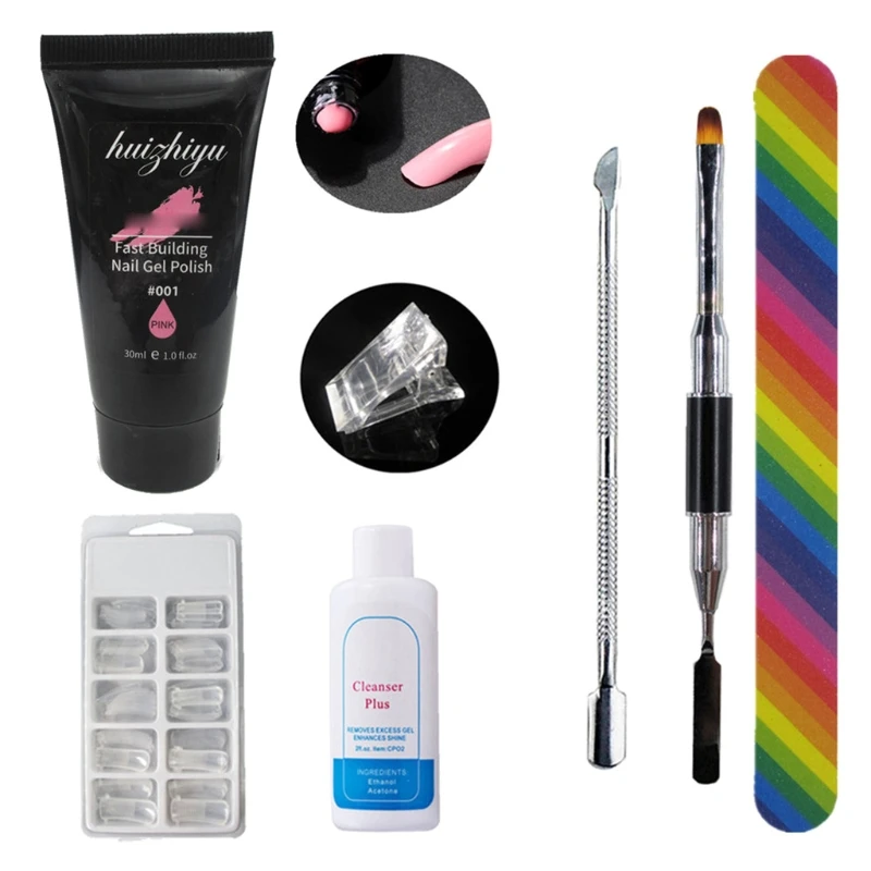 

7Pcs Nail Extensions Kits Manicure Tools Nail Molds Pusher Clip Light Therapy Palette Pen Set K3NE