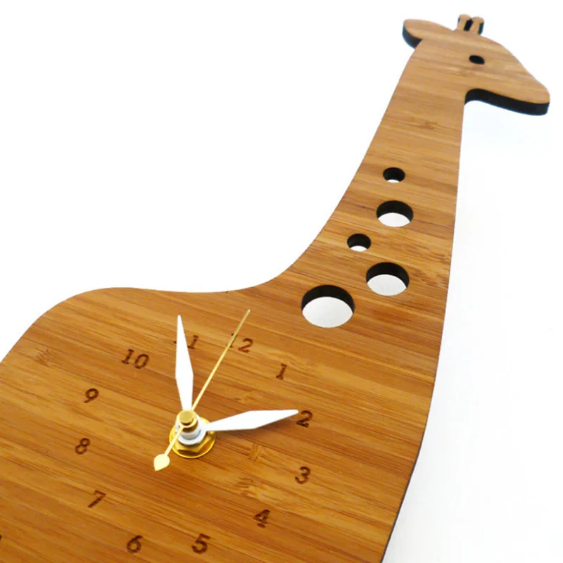 

12 inch Bamboo Giraffe Clock for Home Wall Decor Cartoon Animal Bamboo Clocks Animals Europe Modern design Kids Room Decoratio