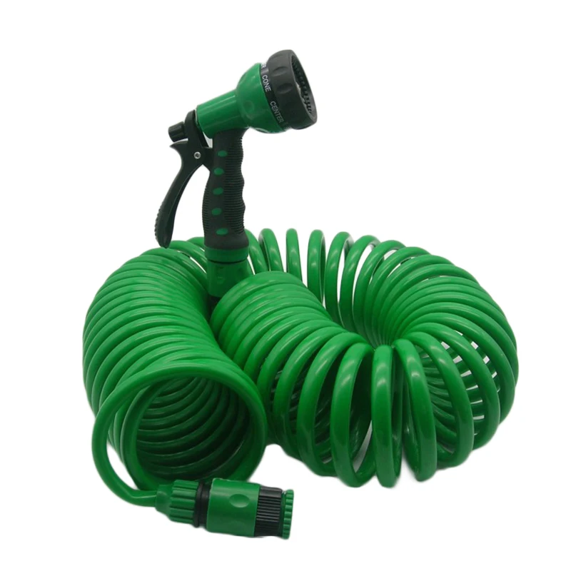 

10m Garden Flexible Spiral Hose W/Spray Nozzle Car Washing Vegetable Watering