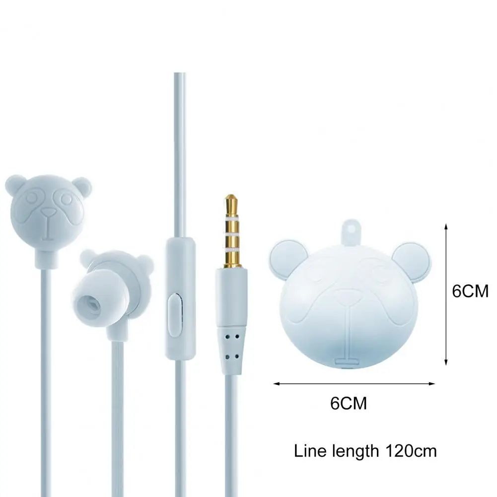 

Cute Cartoon Bear 3.5mm In-ear Earbuds Lovely Wired Earphone Headset with Mic for Girl New Year Small Gift With Storage Box