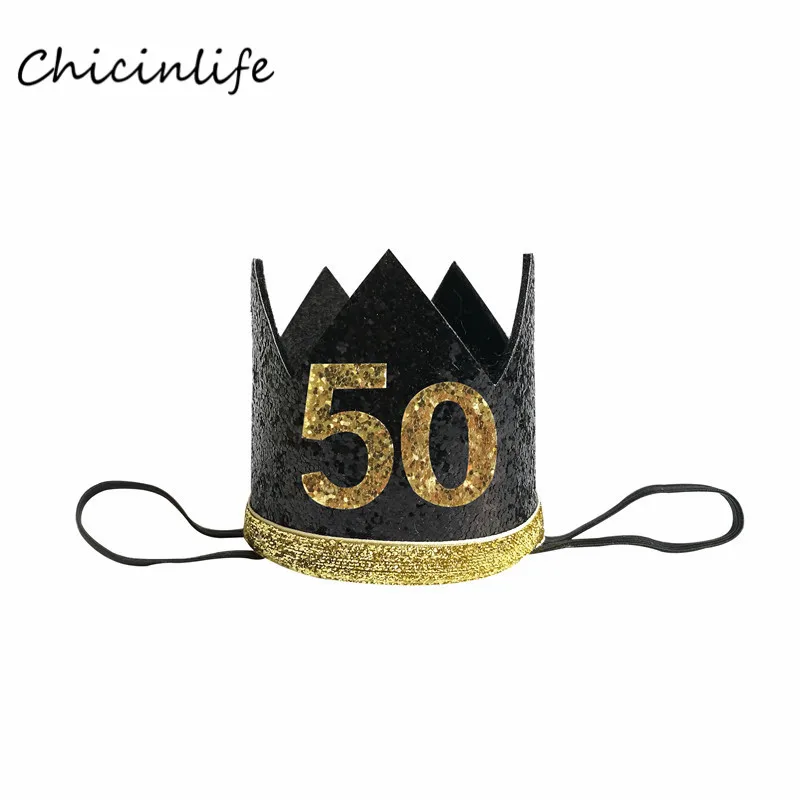 50 Chicinlife 30 40 50 60 повязка на голову с короной на день рождения для женщин 30th 40th 50th День рождения украшение для взрослых день рождения Юбилей шляпа - Цвет: 50
