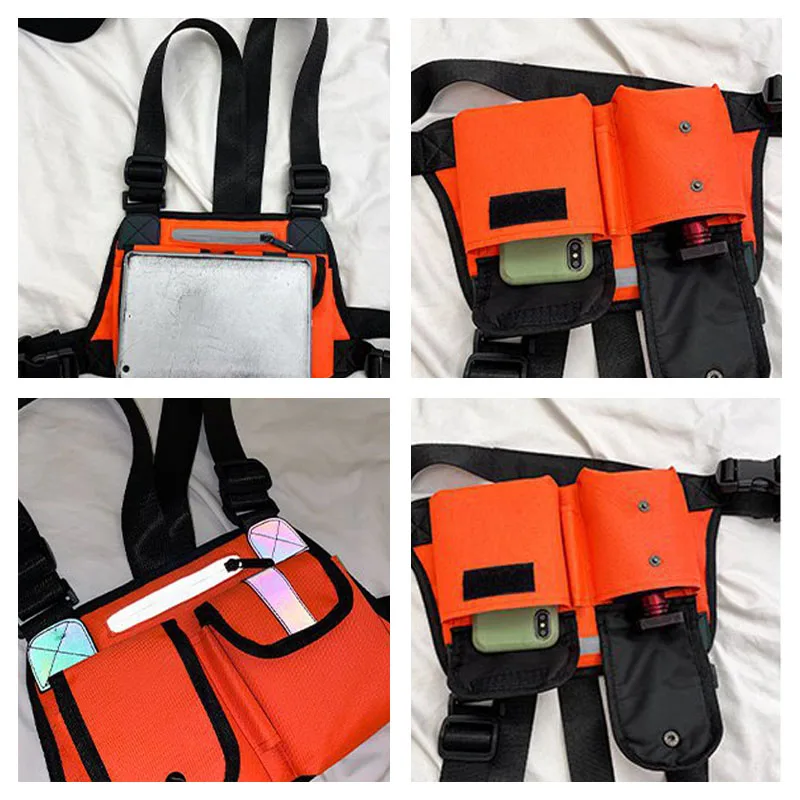 

Reflective Chest Rig Bag Casual Function Outdoor Style Chest pack Small Tactical Vest Bags Streetwear Unisex Waist Bags Kanye