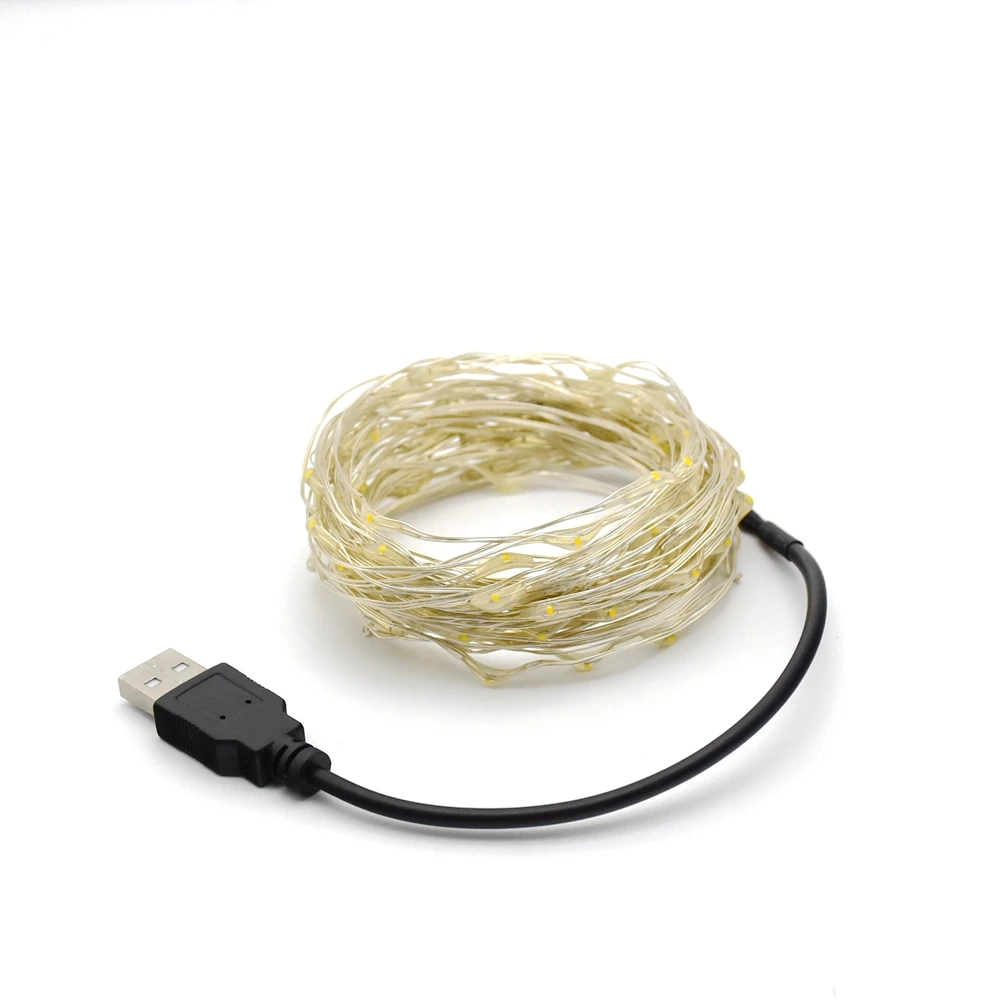 2 м 5 10 USB СВЕТОДИОДНЫЙ светильник s в медный Серебряный провод водонепроницаемый