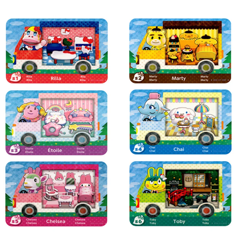 

Sanrxo X S1~S6 Animal Crossing Game Card RV Car Sanrioed Amiibo Tag Animal Amxxbo Full For Nintendo Switch NS 3pcs/set 6Pcs/set