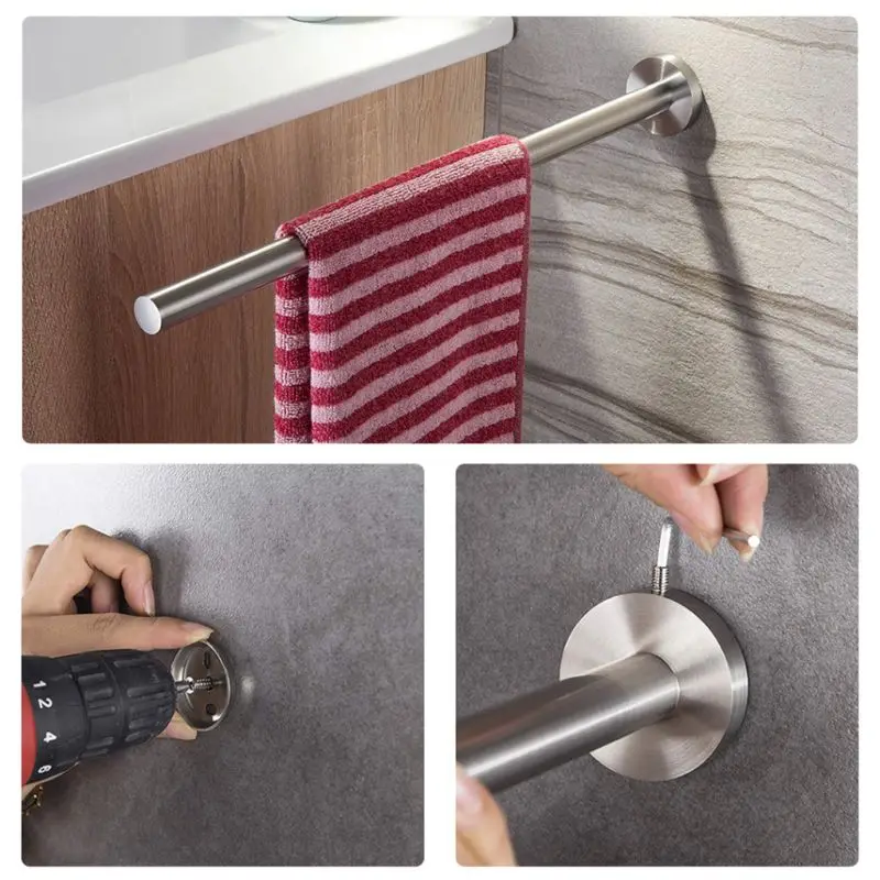 

All New 41cm Stainless Steel Towel Rack Towels Holder Bar Rail Hanger for Home Bathroom