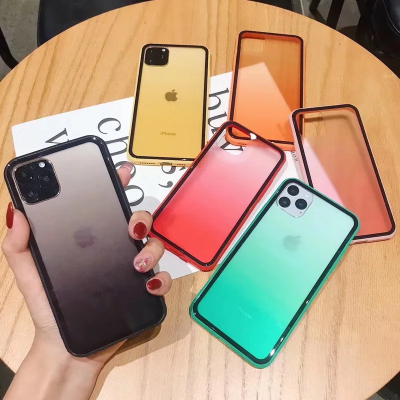 Прозрачные чехлы с градиентом радуги для iPhone 11 Pro XS MAX XR 6 6s 7 8 Plus X чехол задней