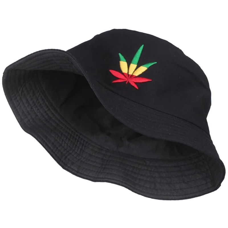 

Men Women Maple Leaf Bucket Hat Fisherman Panama Embroidery Outdoor Casual Cap