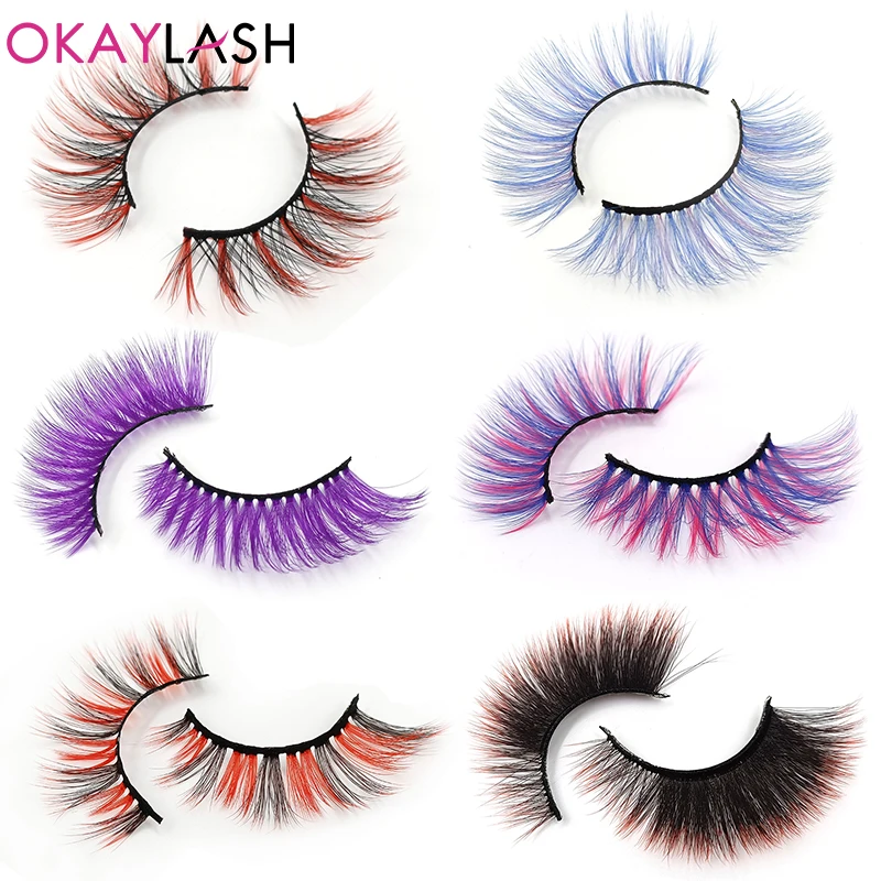 OKAYLASH 1 пара новые модные накладные 3D цветные ресницы косметические аксессуары