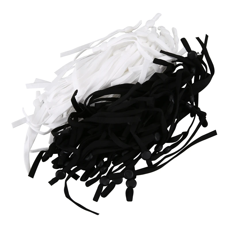 

100 Pcs Sewing Elastic Band Cord with Adjustable Buckle Stretchy Mask Earloop Lanyard Earmuff Rope DIY Making Supplies