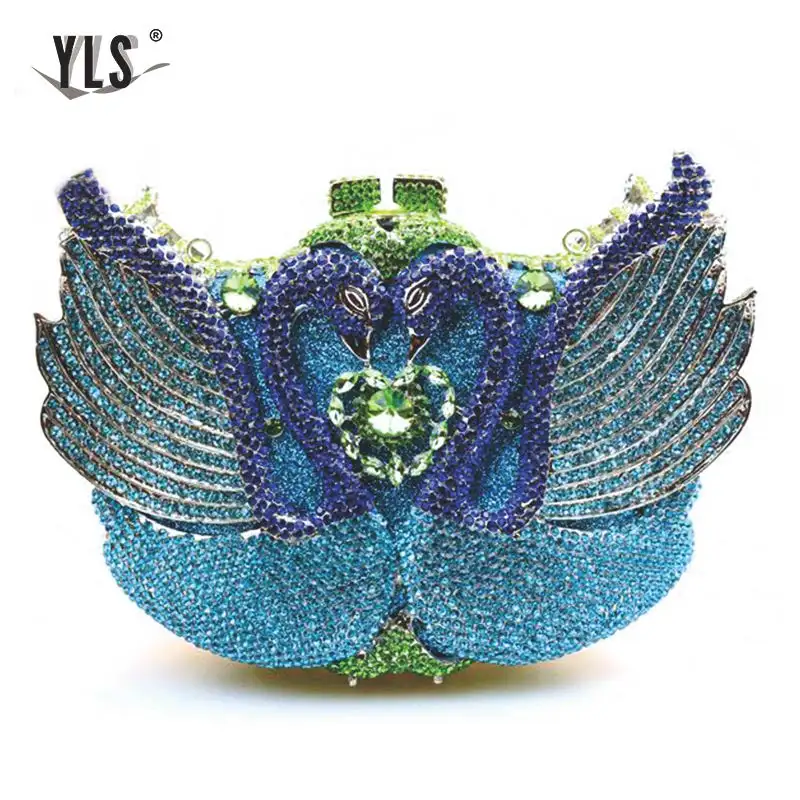 blue and green Женский клатч с бриллиантами, вечерние сумочки с кристаллами, дамские сумочки для банкета, модные сумочки для выпускного вечера - Цвет: blue and green