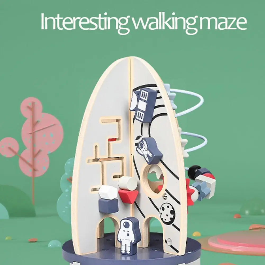 

Детская деревянная Многофункциональная игрушка в виде ракетного мяча для обучения родителей и детей ранняя игрушка U4o9