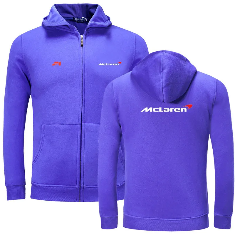

2021 Winter men fleece warm McLaren zipper Hoodies hooded Sweatshirts zipper autumn cotton soprts sportwear