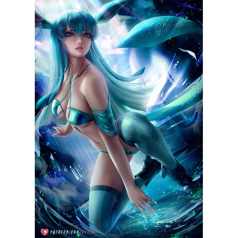 

Custom Print Pokemon Rosa 3D Sexy Anime Girl Art Poster with Frame Wall Art Canvas Painting for Bedroom Home Decor Hang Picture