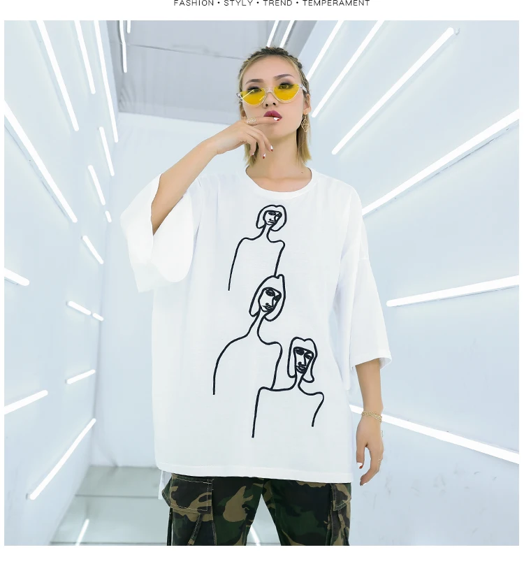 Женская футболка с вышивкой Vefadisa Новейшая летняя размера плюс Асимметричный топ