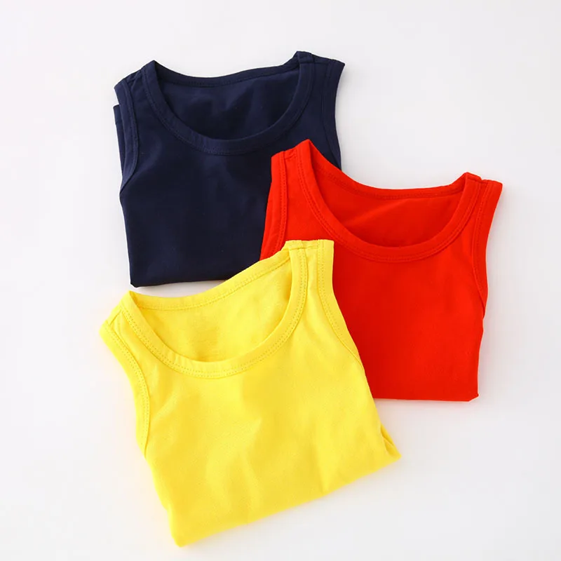 Детский жилет для мальчиков и девочек летний однотонный хлопковая футболка