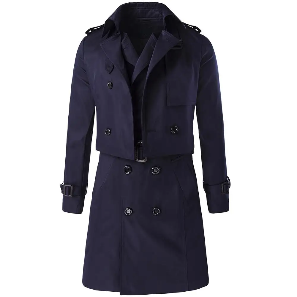 Мужская ветровка костюм из двух предметов модный длинный Тренч пальто куртки