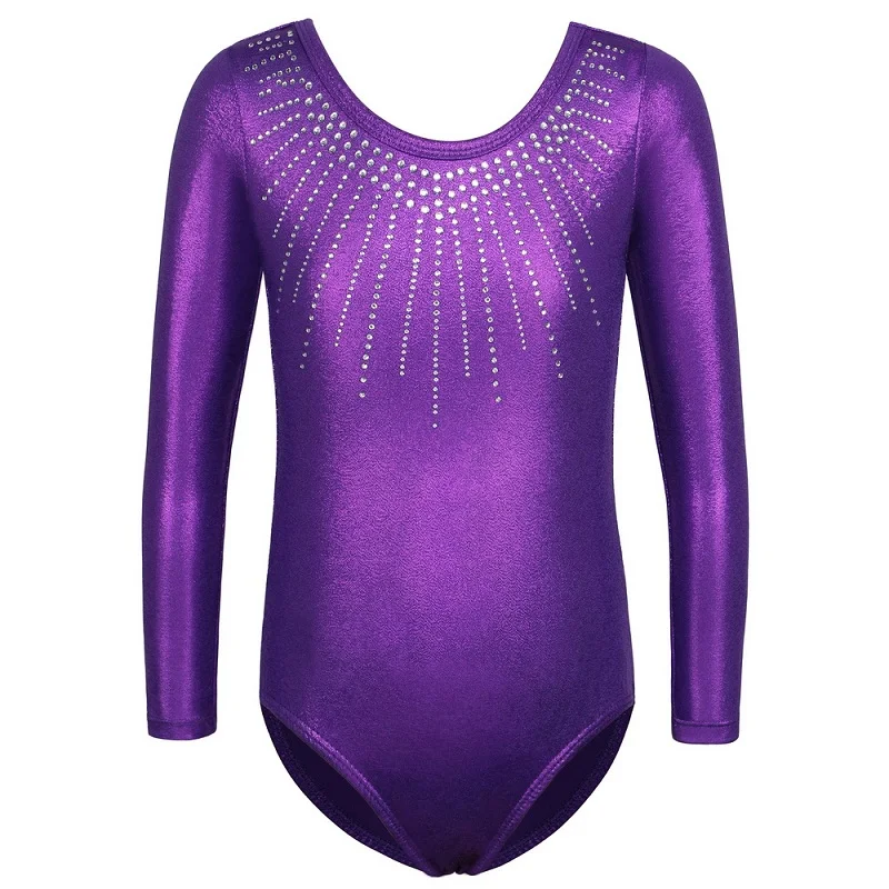 B207 purple BAOHULU/блестящее трико для девочек-подростков; гимнастическое длинное платье для балета; Одежда для танцев для детей; Одежда для танцев с золотым покрытием - Цвет: B207 purple