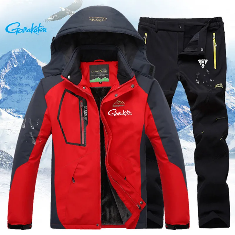 

Gamakatsu Outdoor Waterproof Fishing Jacket Men's Hiking Clothing Warm Windproof Pants Quality Cotton Large Size Fishing Suit