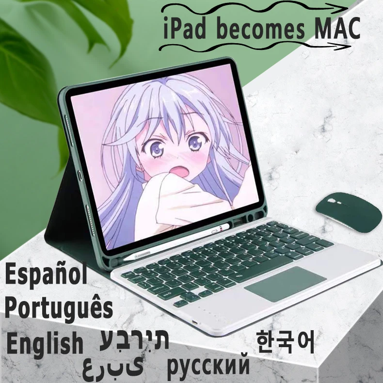 

Trackpad Keyboard Case With Mouse For Apple iPad 9.7 2018 6 6th Gen 2017 5th Air 1 2 Pro 9.7 Back Cover With Pencil Holder