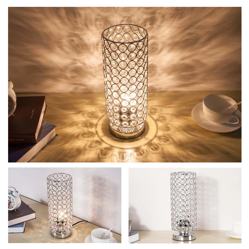 Bedroom Night Light Beauty Eyeshield Desk Table Lamparas Bedside Living Crystal 110V 220V Fixture US/EU/UK Home Decoration Gift