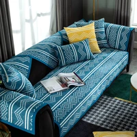 blue strips sofa towel simplicity cotton linen sofa set modern geometric sofa cover non slip cushion pillowcase slipcover e5