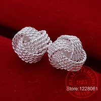 100 real 925 sterling silver elegant soft winding stud earrings for women wedding engagement jewelry