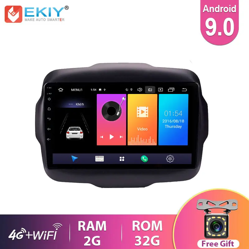 EKIY 9 ''IPS Автомобильный мультимедийный Android 0 авто радио для Jeep Renegade 2016 2017 2018 Navi GPS