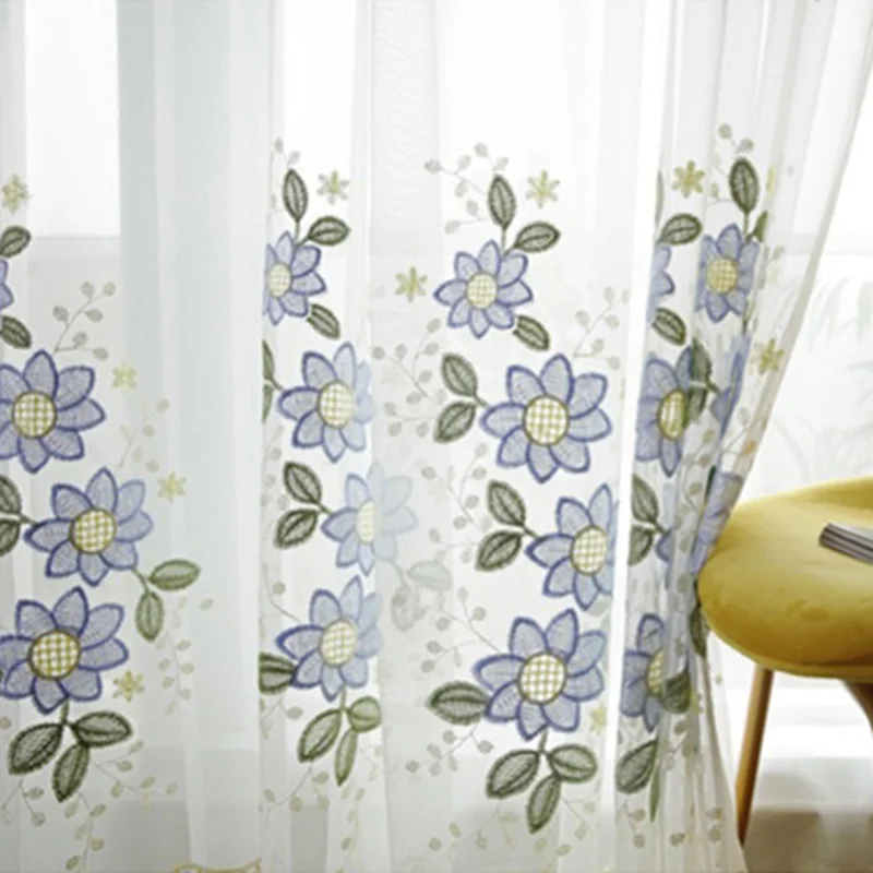 color 2 tulle Европейские плотные шторы с милыми цветами и вышивкой для гостиной, спальни, роскошные шторы из синельной ткани для детской комнаты M133#4 - Цвет: color 2 tulle