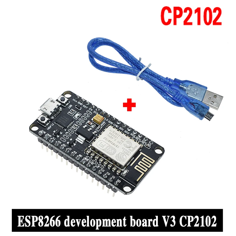 V3 беспроводной модуль NodeMcu 4 м байт Lua WIFI Интернет вещей макетная плата на основе ESP8266 ESP-12E для arduino совместимый - Color: CP2102 and cable