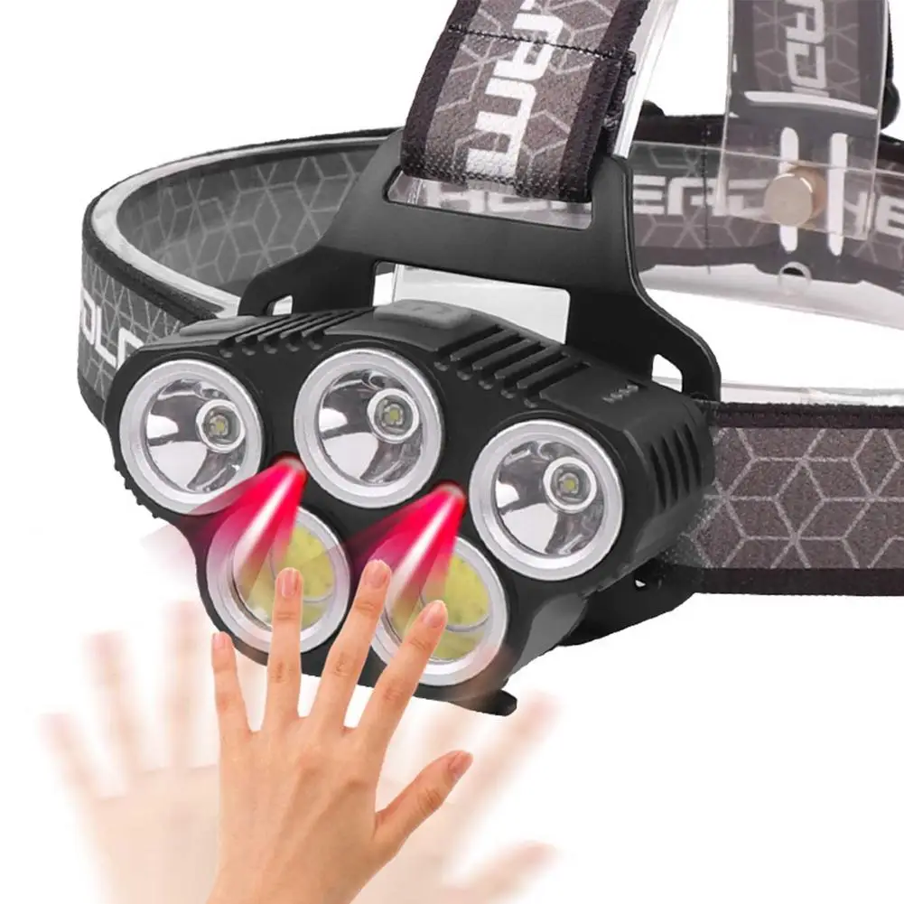 

Headlight New XPE+COB 5LED Sensor Headlamps Portable Rechargeable Waterproof Outdoor Work Light Camping Lighting