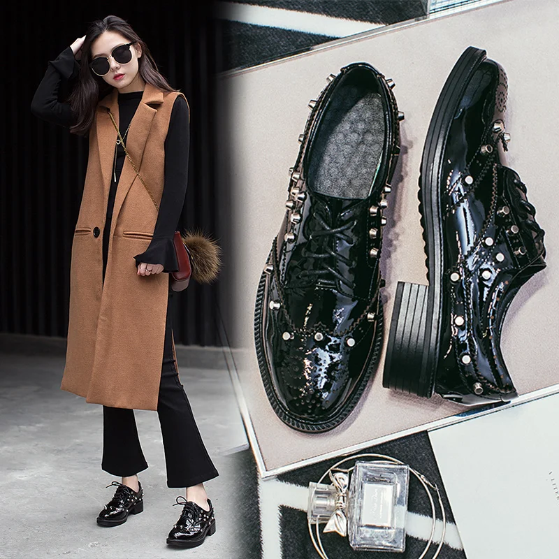 

Новинка Весна 2021, женская обувь ручной работы из первого слоя воловьей кожи в британском стиле, молодежная обувь на плоской подошве с круглы...